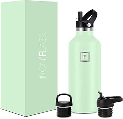 IRON °FLASK Sports Water Bottle 32 Oz, Lids (Straw Lid), Leak