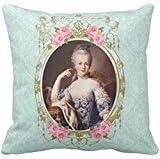Marie Antoinette Damask Rose Pillow Mint Cushion Case 18 x 18 Inches