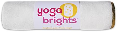 YogaBrights WHITE/GOLD Skidless Mat-size Yoga Towel - Ultra Absorbent &amp; Lightweight!