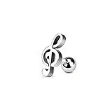 Stainless Steel Treble Clef Music Note Tragus and Cartilage Piercing Stud - 16GA 1/4