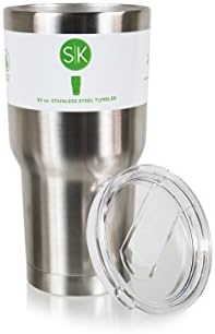 Premium Double Wall Vacuum Insulated 18/8 Stainless Steel TUMBLER with UPGRADED SLIDE LID by Simple Kitchen Products. 30 oz Mug Will Lock-In Temperatures on Cold and Hot Liquids