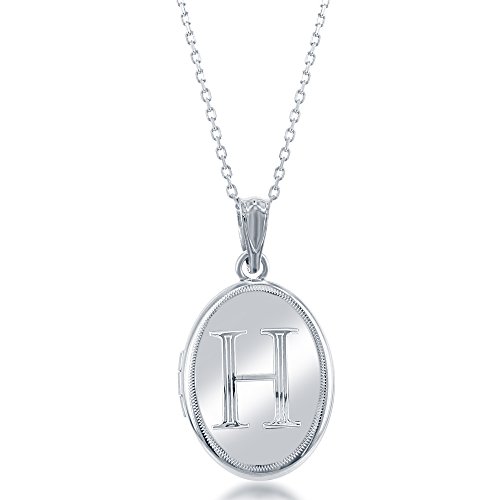 Sterling silver high-polish initial "h" oval …