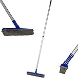 Fur Buster Rubber Broom with Squeegee - Pet Hair Removal -Dog Hair - Cat Hair - Water Spills - Multipurpose Surfaces - Extendable Pole Makes Cleaning Easy