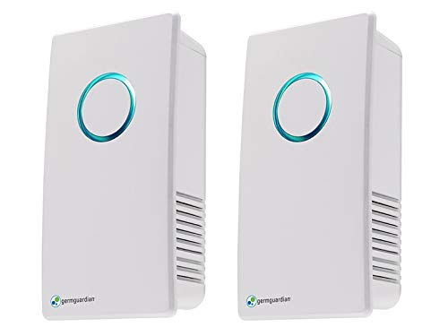 Germ Guardian Pluggable Air Purifier & Sanitizer, Eliminates Germs and Mold with UV-C Light, Deodorizer for Odor from Pets, Cooking, Laundry, Diapers, Room Air Freshener for Small Rooms, GG1100W, 2PK