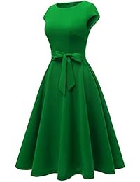 VESTIDOS Vestido de fiesta para mujer, estilo vintage, con mangas de gorra.