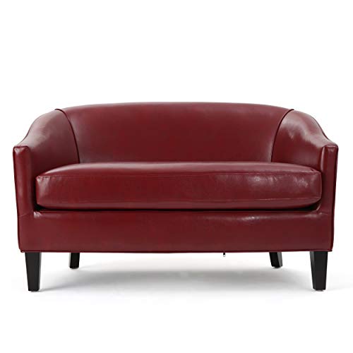 Christopher Knight Home Justine Leather Loveseat, Red Pricepulse