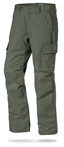 LA Police Gear Mens Urban Ops Tactical Cargo Pants - Elastic WB - YKK Zipper - OD Green - 42 x 36