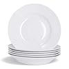 Argon-Tableware-White-Rimmed-SoupPastaCerealBowls-23cm-Set-of-6 6X White Soup Bowls - 23cm (9") - Ceramic Dinner Plates Dish Set Cereal Soup Serving Noodle Bowl - Dishwasher and Microwave Safe - by Argon Tableware