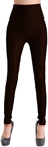 EDENKISS Women's High Waist Artificial Leather Legging (Medium, Dark Brown)