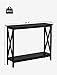 Kealive Console Table, 2-Tier Wood Sofa Table With Storage Shelf X Frame 39.4×11.8×31.5 inches, Black