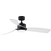 Fanimation SculptAire 3 Blade Ceiling Fan 13.88 x 52 Inch with Black Finish and Clear Blades