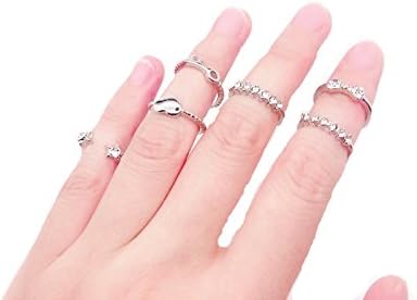 Angel Dream Fashion Women Star Butterfly Key Heart Joint Knuckle Nail Ring Set of 6 Rings