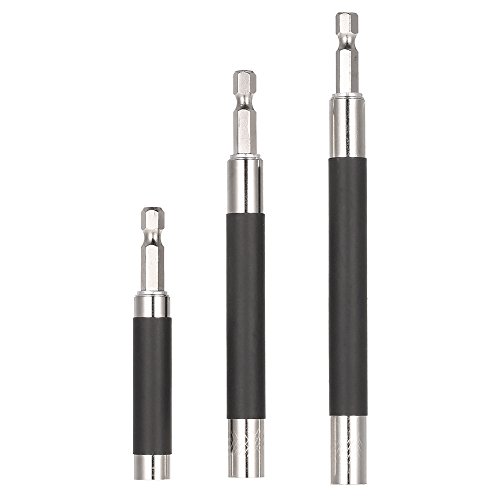 KKmoon 3pcs 1/4" 80/120/140mm Hex Shank Quick Release Magnetic Screwdriver Extension Bit Holder Connection Rod Adapter Sleeve