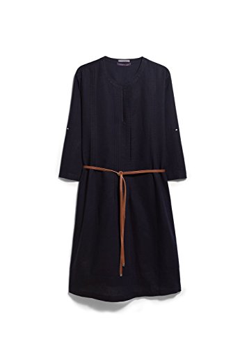 Violeta By Mango Women's Pleated Linen-Blend Dress, Navy, 10