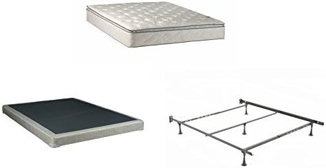 Continental Mattress 301BF-5/0-2LP Continental Matress 10 Fully Assembled Pillow Top Orthopedic Mattress and 4-Inch Box Spring with Frame, Queen Size