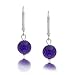 Simple Plain Round Bead Purple Amethyst Lever back Ball Drop Earrings For Women .925 Sterling Silver February Birthstone