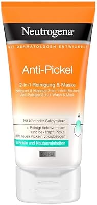 Limpiador y mascarilla antiespinillas 2 en 1 (150 ml), cuidado facial clarificante para una piel limpia y con aspecto saludable, ayuda contra el acné leve con ácido salicílico y glicerina