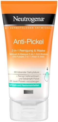 Limpiador y mascarilla antiespinillas 2 en 1 (150 ml), cuidado facial clarificante para una piel limpia y con aspecto saludable, ayuda contra el acné leve con ácido salicílico y glicerina