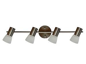 Image of Whitfield Lighting TP61-4SS Gabriel - Four Light GU10 Base Track, Satin Steel Finish with Acid Wash Glass