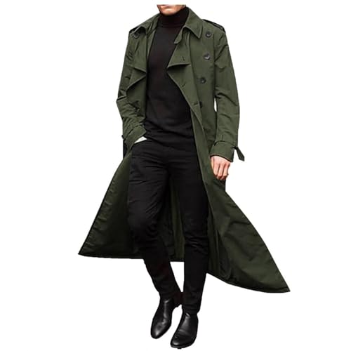 Men's Long Sleeve Luxury Trench Coat Double Breasted Full Length Overcoat Winter Warm Formal Casual Business Coat
