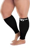 Zeta Sleeve XXL Wide Plus Size Calf Compression, Soothing Comfy Gradient Support, Prevents Swelling, Pain, Edema, DVT, Large Cuffs, Stretch to 26 Inches, Unisex, for Nurses, Seniors, Flights