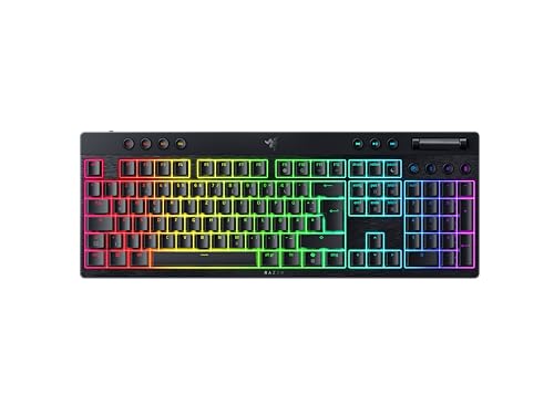 Razer BlackWidow V4 Low-Profile HyperSpeed - Kabellose, Flache mechanische Gaming-Tastatur - HyperSpeed Wireless & BT - Multi Drehregler & 11 Funktionstasten - Orange Switches | QWERTZ DE-Layout