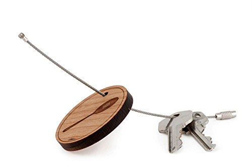 Slotted Spoon Keychain, Wood Twist Cable Keychain - Large - Thumbnail 2