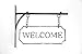 Silvercloud Trading Co. Rustic Hanging Double-Sided Welcome Sign Embossed Black on White Enamel Metal Sign with Bracket - Home and Office Wall Decor - Room Label