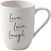 Villeroy & Boch Statement Mug, “Live Love Laugh”, Premium Porcelain, Made in Germany, 9.5 oz, White