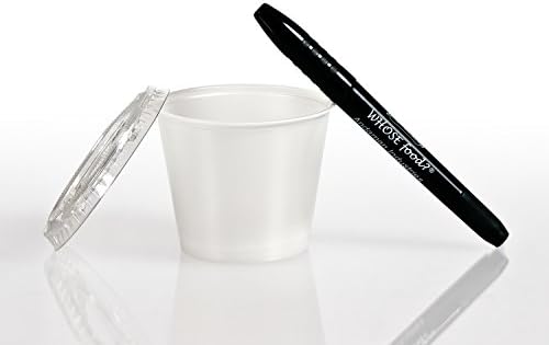 Solo 1.25 oz Portion Container & Lid (250ct) – Restaurant/Take-Out Style Clear Plastic Side Dish Cups - Bundled with WhoseFood?® Pen – for Ketchup, Sauces, Samples, Portion Control, Jello Shots
