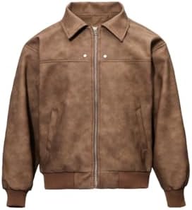 TruClothing Mens Genuine Suede Bomber Jacket Leather Casual