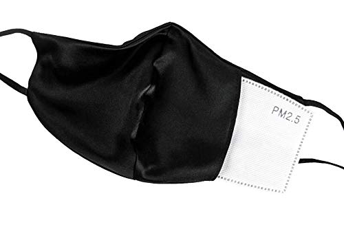 K meet Q Silk Face Mask for Women & Men, Reusable, Washable, with Filter Pocket and Nose Wire #B (Black) 2 K meet Q Silk Face Mask for Women & Men, Reusable, Washable, with Filter Pocket and Nose Wire #B (Black)