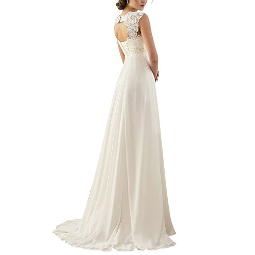 Women's Sleeveless Lace Chiffon Evening Wedding Dresses Bridal Gowns