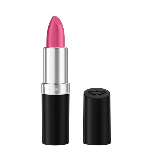 Rimmel Lasting Finish 350 Pink Power - Pintalabios satinado de larga duración, color intenso, hidratante, fórmula vegana, 4 g