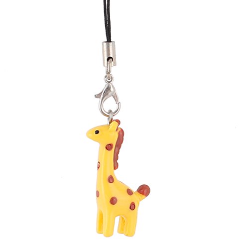Giraffe pendant cell phone backpack strap red spots yellow