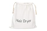Extra Large 13.5 x 13.5in Professional Grade Hotel Style Cotton Drawstring Hair Dryer Bag- Ideal Storage For Curling Irons, Straighteners, Toiletry, Brushes- Airbnb Yoga Class Gym Organizer Bag
