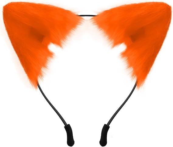 Yicelerate Fox Ears Headband,Oranger Cat Fox Headband,Realistic Faux Fur Animal Ears Headbands For Costume Party & Cosplay,Soft & Comfortable Festival Accessories,Themed Events And Photo Shoots