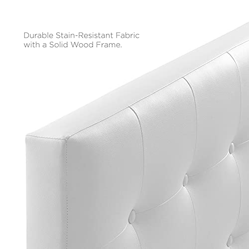 Modway Lily Tufted Faux Leather Upholstered King Headboard in White