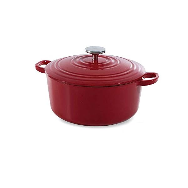 BK-Cookware-Dutch-Oven-Cast-Iron-Casserole-Dish-with-Lid-Enamelled-Coating-Induction-Oven-Safe-Cookware-28-cm67-Litre-Chilli-Red BK Cookware Dutch Oven, Cast Iron Casserole Dish with Lid, Enamelled Coating - Induction & Oven Safe Cookware - 28 cm/6…
