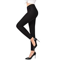 Ginasy Dress Pants for Women Stretch Pull-on Pants Ease into Comfort Office Ponte Pants (Black, Small)