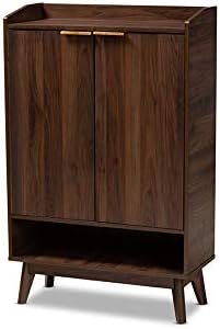 Baxton StudioLena Mid-Century Modern Walnut Brown Finished 5-Shelf Wood Entryway Shoe Cabinet