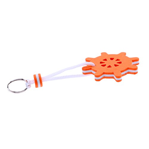 Dolity 70mm Steering Wheel Shaped Floating Key Ring Key Float Kayak Canoe Boat Fishing Sailing Rowing Accessories - Orange, 7cm