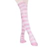 HABI 1 paar gestreept blauw roze & wit kniekousen dames over knie-lange overknee kousen cosplay kostuum