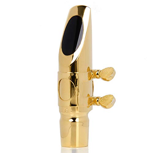 BeesClover Professional Alto Sax Saxophone Mouthpiece Metal with Cap and Ligature Golden Plated Quality Woodwind Instruments Accessory Show One Size