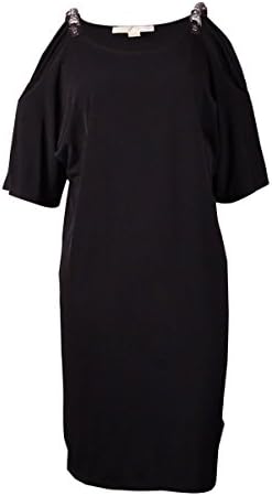 Michael Kors Women's Cold Shoulder Hardware Dress (M, Black)