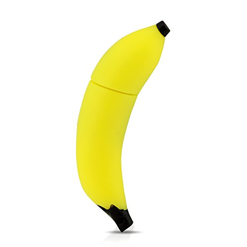 CHUYI Novelty and Cartton Fruit Series Banana Shape 16GB USB 2.0 Flash Drive Pen Drive Memory Stick Cool Thumb Drive U Disk Gift (Yellow)
