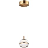 ET2 E24591-93NAB Swank Collection One-Light Dimmable LED Adjustable Height Pendant - Natural Aged Brass Finish I Steel Frame 