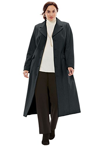 Jessica London Women's Plus Size Long Wool-Blend Coat With Notch Collar Jessica London Women's Plus Size Long Wool-Blend Coat With Notch Collar