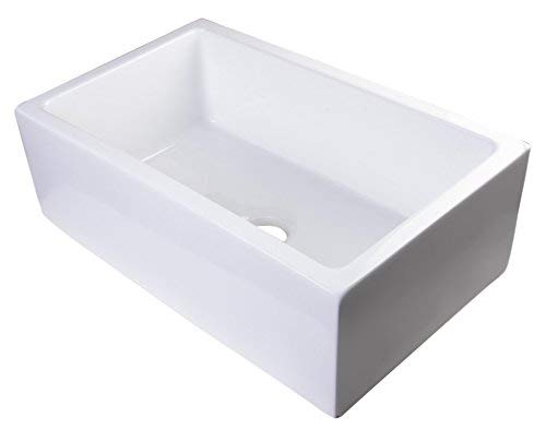 ALFI brand AB3018UM-W 30" x 18" Undermount Fireclay Kitchen Sink, White