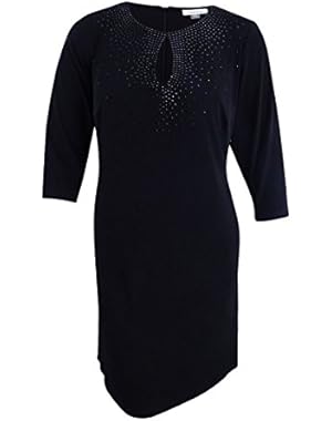 Jeweled Neckline Women's Plus Shift Dress